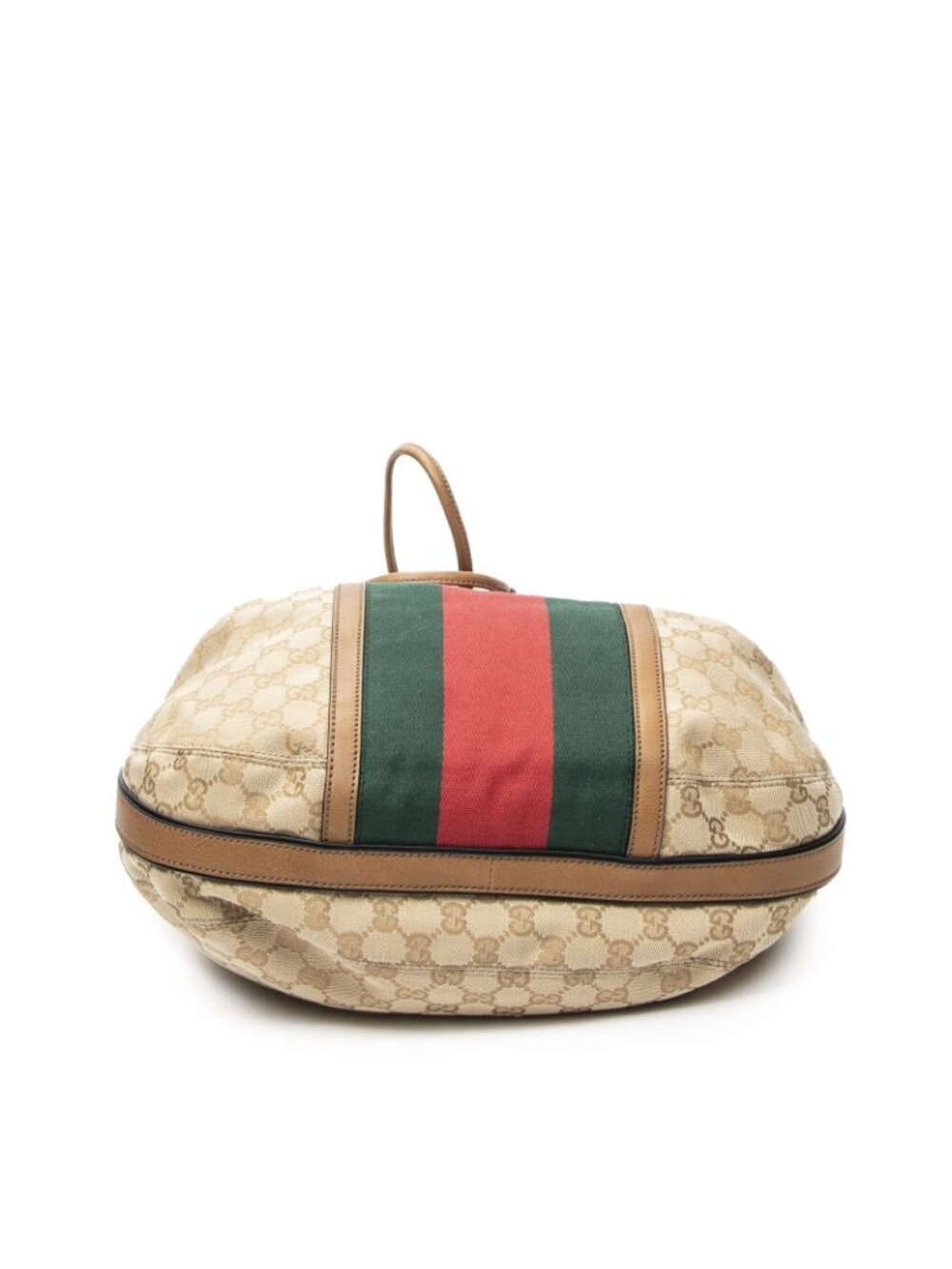 Gucci Web Rania Drawstring Hobo Tan Beige GG Canvas - Picture 6 of 10